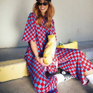 Dressed in lala check set NWT Lerge red and blue